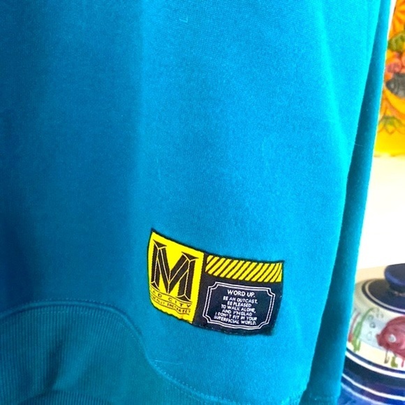 Men’s M. Society by Bad City Green & Red Hustle Crewneck Long Sleeve Sweatshirt - Picture 3 of 7